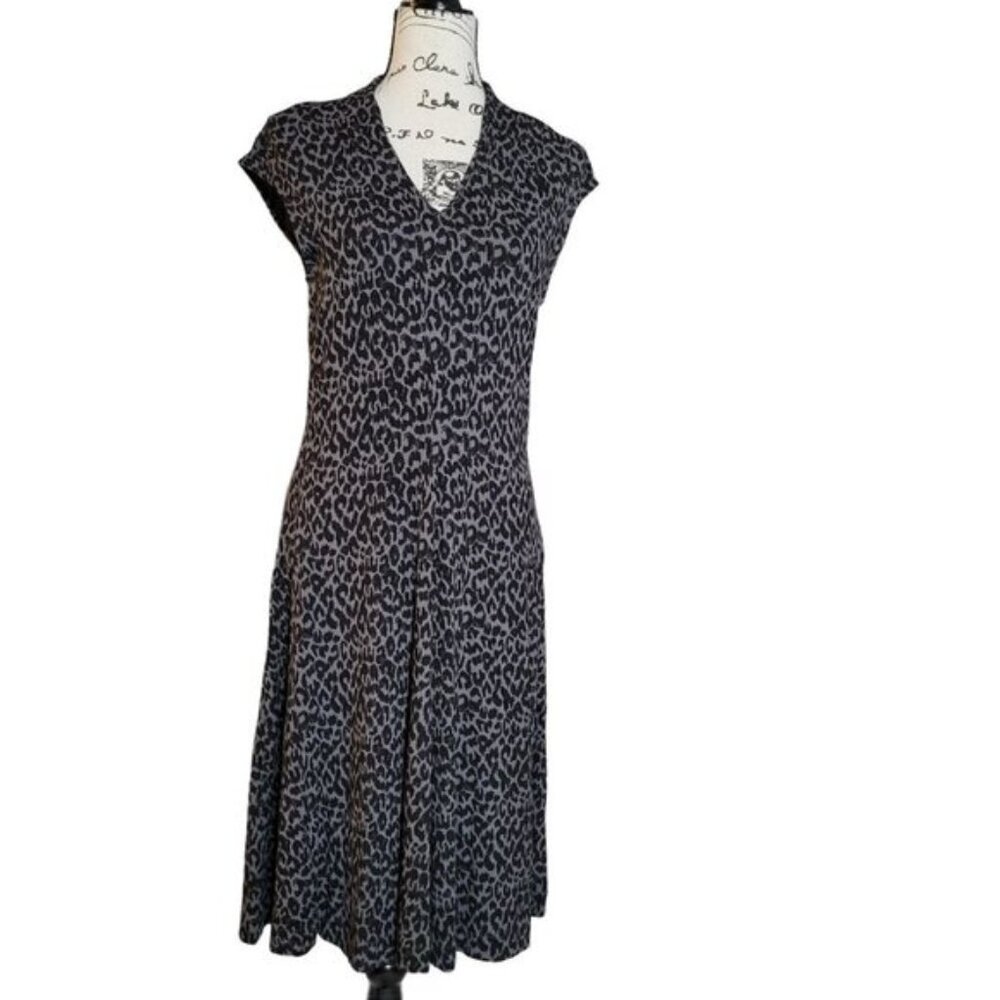 Lord & Taylor Leopard Print Midi Dress - Size Medium